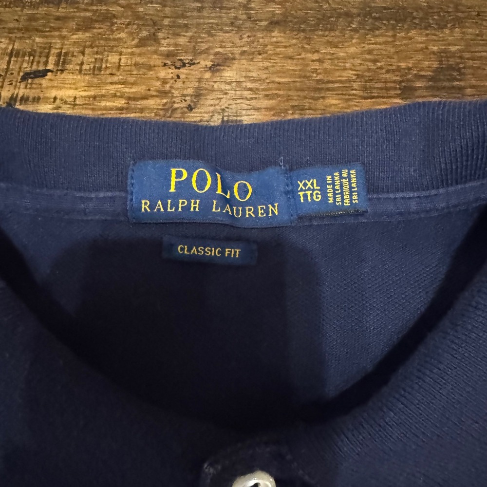 Polo Ralph Lauren Mens XXL Navy Blue Big Pony Royal Crest Classic Fit Polo Shirt - Picture 6 of 8